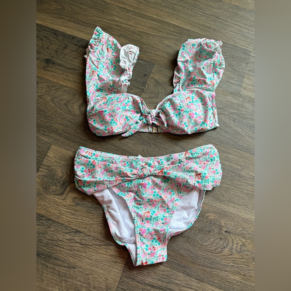 NWT- Pink Lily Floral Bikini- Size Large